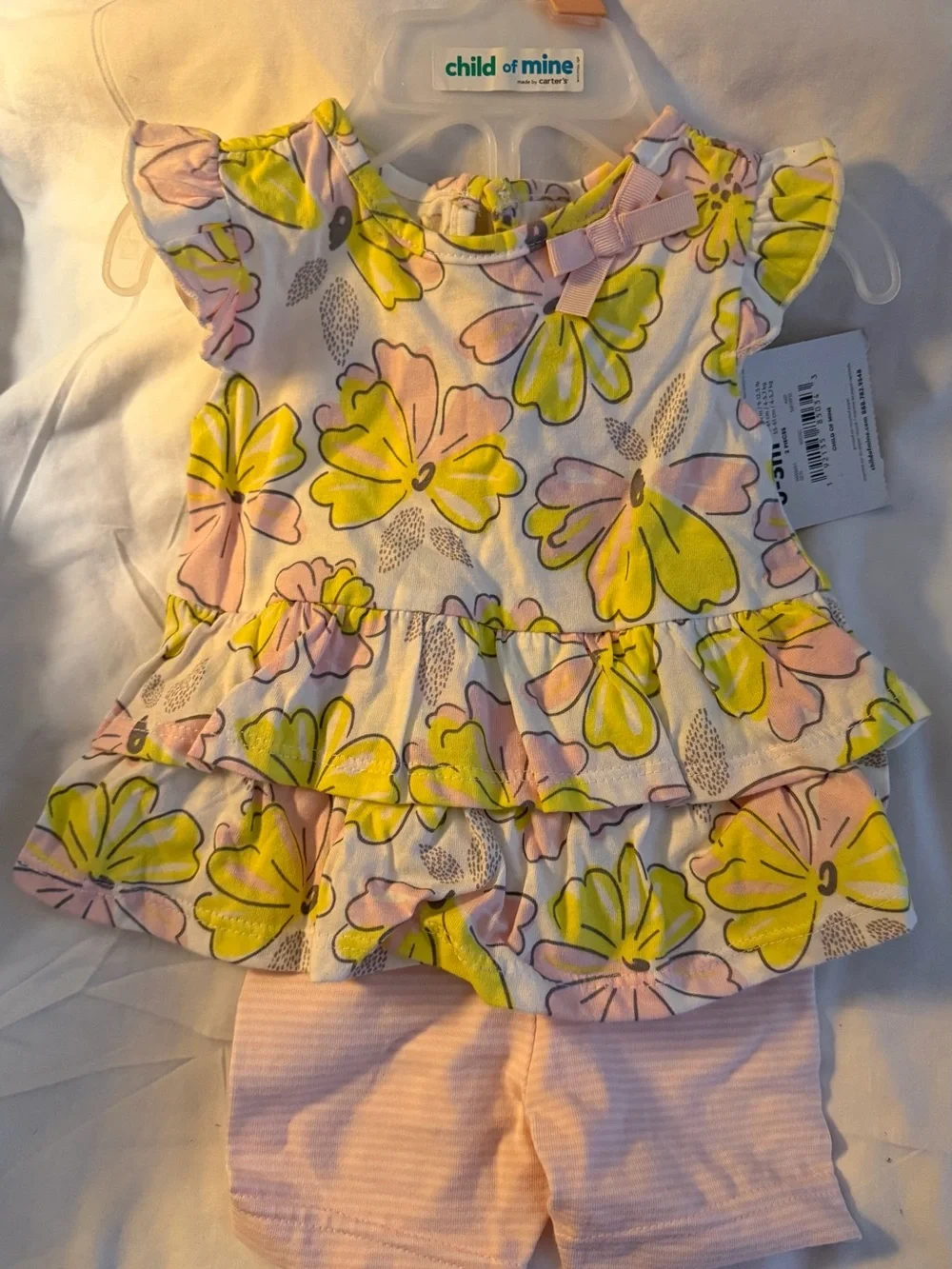 Carter's Floral Ruffle Baby Dress in Yellow, Pink & Cream
